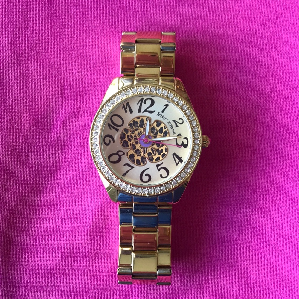 Betsey Johnson Leopard Flower Boyfriend Watch
